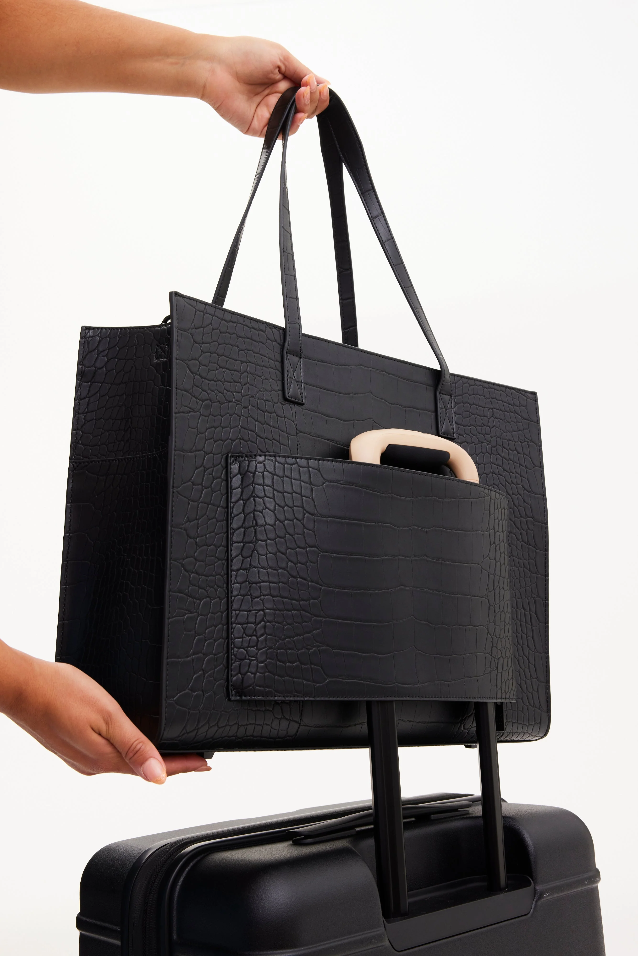 Resale The Large Work Tote in Black Croc - Image 11