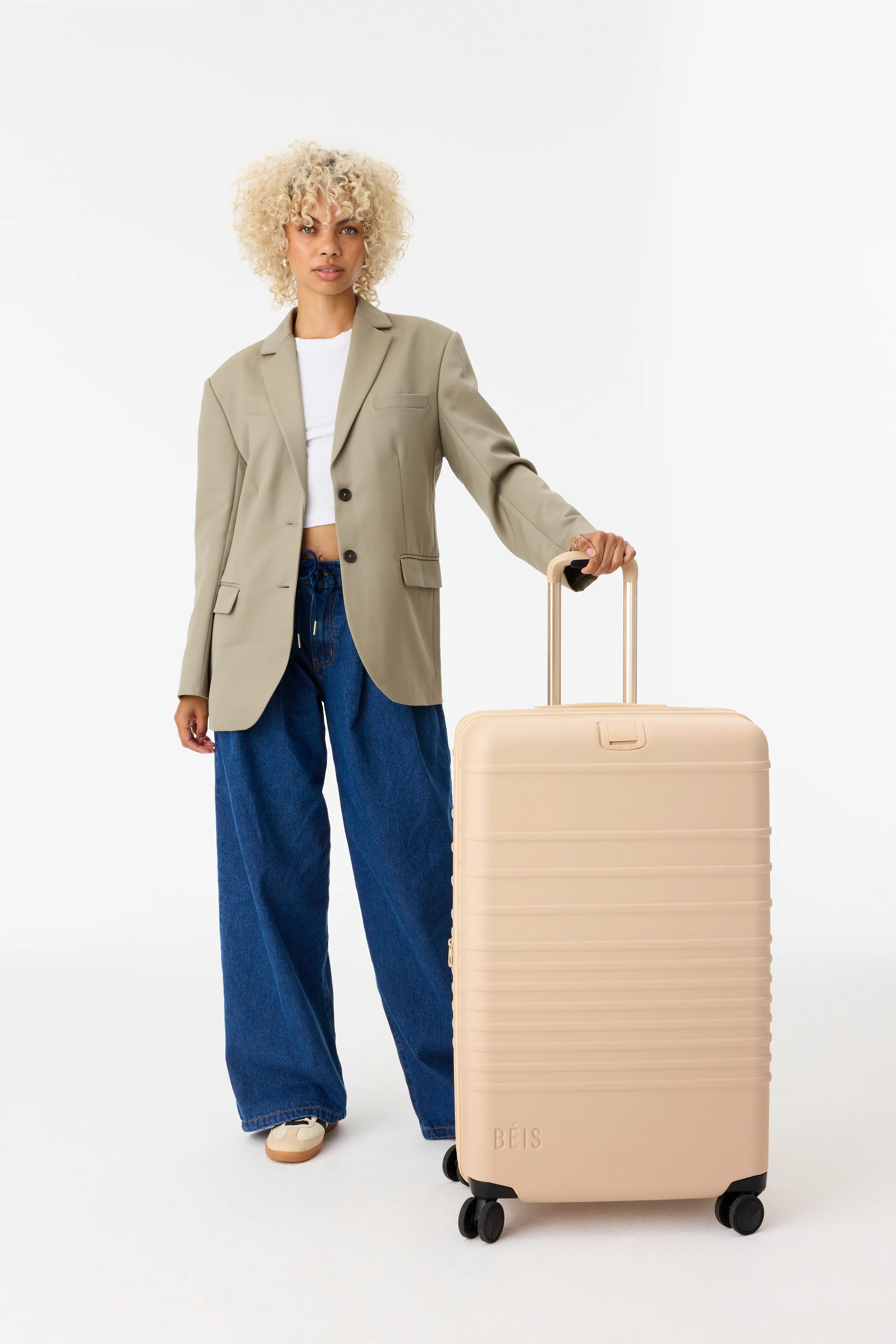 The Large Check-In Roller in Beige - Image 3