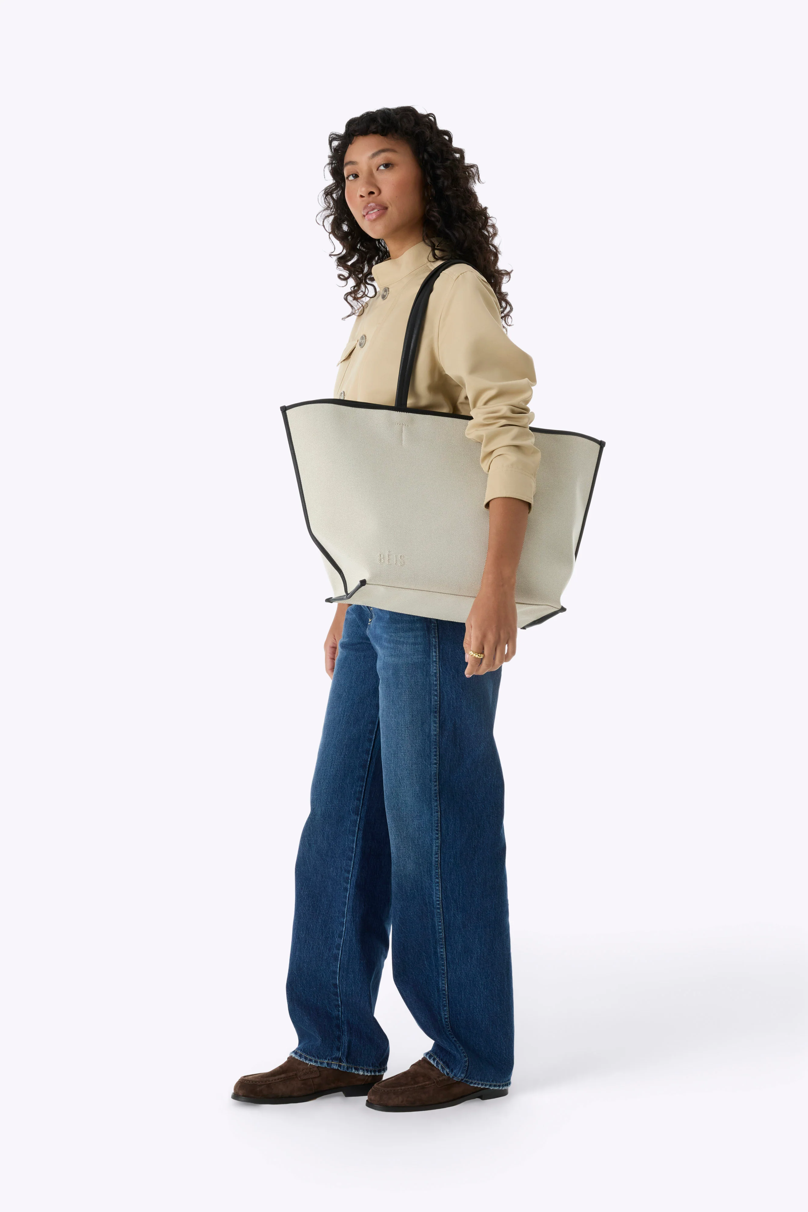 The Canvas and Leather Tote in Black - Image 5