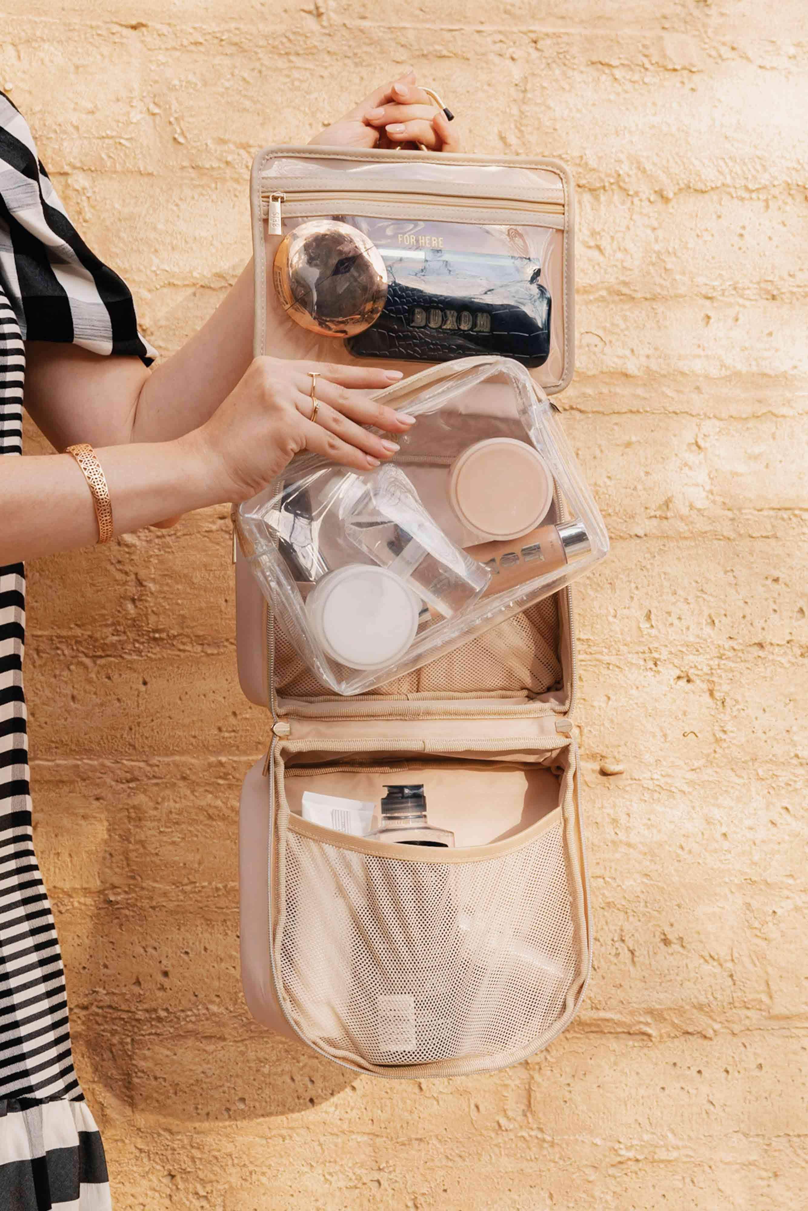 The Hanging Cosmetic Case in Beige - Image 5