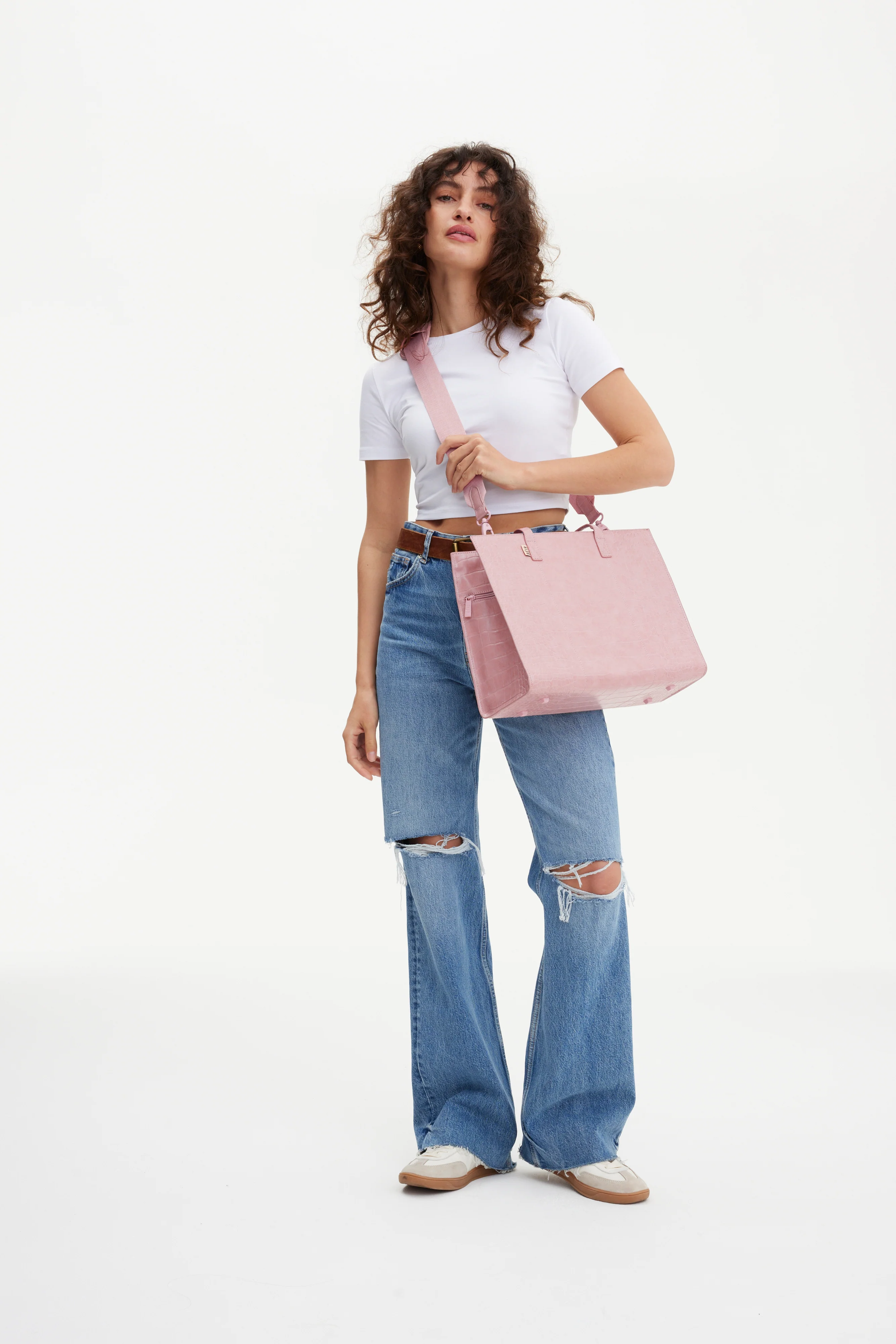 The Work Tote in Atlas Pink Croc - Image 10